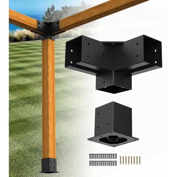 LARIFULL 4x4 Pergola Kit 3-Way Right Angle Corner 4x4 Pergola