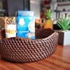 AMOLOLO Handmade Rattan Round Fruit Basket Food Storage Bowls Kitchen