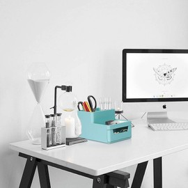 WuGeShop デスクペンシルペンホルダー 引き出し付き プラスチックデスクトップステーショナリーオーガナイザー 多機能ストレージキャディ オフィス 自宅 学校 教室用