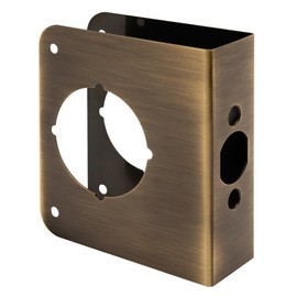 Prime-Line U 9572 Brass Lock and Door Reinforcement Plate for 1-3/8 In. Thick Doors, Antique Brass Finish (Single Pack)