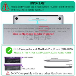 LanBaiLan - Compatible con MacBook Pro de 13 pulgadas con Touch Bar 2022 2020 2019 2018 2017 2016 Release M1 M2 chip A2338 A2289 A2251 A2159 A1989 A1706 A1 A1706 A1 A1706 77 8 Funda para portátil y