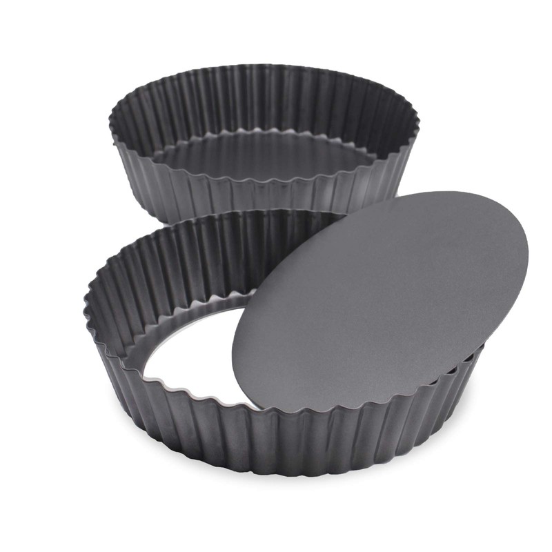 GRANDWISH 2-Piece Deep Pie Tin, Loose Bottom Pie Dish, Nonstick