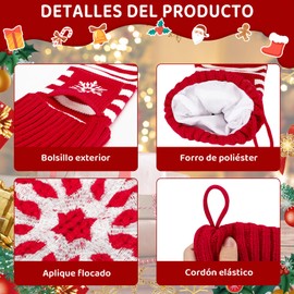 AUTOWT 4 Medias Navideñas de Punto, Árbol de Navidad Clásico, Copo de Nieve Estampado de Patas Calcetines Personalizados, Decoración de Fiesta de Navidad Decoración de Chimenea