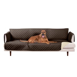 Furhaven Water-Resistant & Reversible XL Sofa/Couch Cover Protector for Dogs, Cats, & Children - Two-Tone Pinsonic Quilted Living Room Furniture Cover - Espresso/Clay, Extra Large Sofa