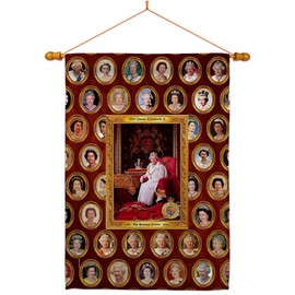 HM Queen Elizabeth II House Flag Dowel Set Sweet Life Sympathy Remembrance Memorial Bereavement Love Support Emotion Postive Small Decorative Gift Yard Banner Made in USA 28 X 40