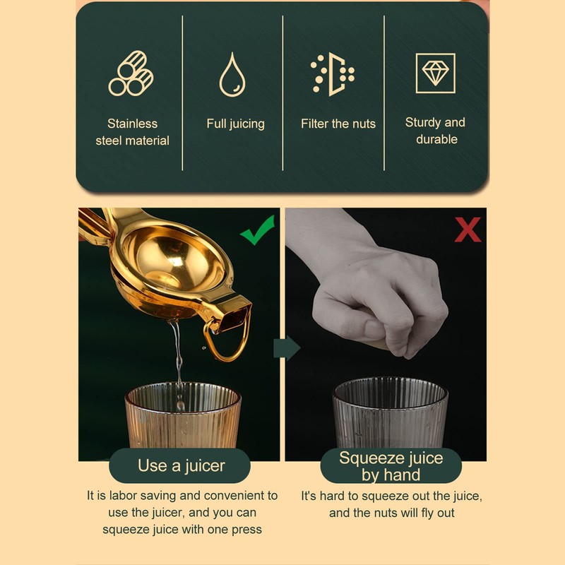 Lemon Squeezer, Stainless Steel Ergonomic Ultra Long Handle Hand Press,