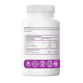 RESTART Trans Resveratrol 400mg con Semilla de Uva 95% Polifenoles – Cápsulas Veganas Vcaps, Alta Pureza y Potencia – 60 Cápsulas (Trans Resveratrol 4