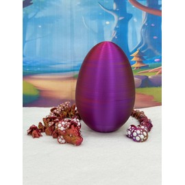 Generic 3D Printed Mushroom Dragon with Dragon Egg, Articulated Dragon, 12"" Red Purple Gold Mushroom Dragon, Fidget ADHD Sensory Toy, Executive Desk Toy D025-RPG-CLS