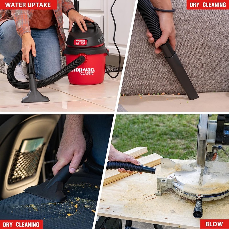 Shop-Vac 2.5 Gallon 2.0 Peak HP Wet/Dry Vacuum, Portable Compact