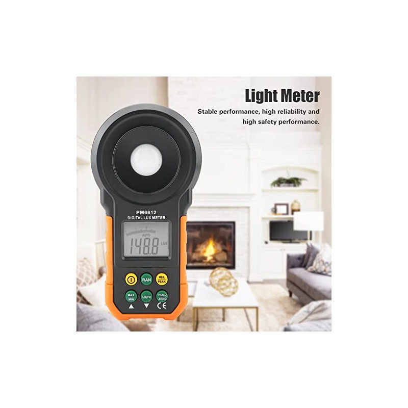 Akozon Luxómetro Digital PM6612, Medidor de Lux Pruebas Ambientales Iluminómetro