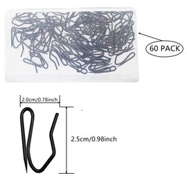 Metal Curtain Hooks, Nydotd Rustproof Steel Hooks Heavy-Duty Offset Pin-On Drapery Hooks for Window Curtain, Door Curtain and Shower Curtain（60 Pack Black