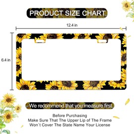 LIN KANG Sunflower License Plate Frames, Yellow Sunflowers Flower Aluminum Metal License Plate Holder Covers for Women, Rust-Proof Waterproof Car Decorative Tag Frames for Standard US 12x6 Inch