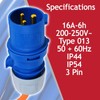 SPARES2GO 16A Splitter Cable 240V Generator 2 Way Hook Up