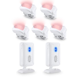 KCMYTONER Wireless Motion Sensor Door Chime, Entry Alert Chime for Business, Door Alarm,112LB Loud, Adjustable Volume and light brightness, for Home, Warehouse, Villa Security(5Sensors& 2Receiver)