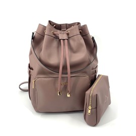 niceaces- DARA Designer Tennis Bag, Made of Saffiano Vegan leather, Fits Tennis Racquets or Pickleball paddles in Interior Pockets, Comes with Small Clutch bag, Spacious ShoulderBag/Backpack- Mauve