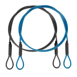 3.3mm (1/8 Inch) Outdoor Travel Stainless Steel Security Cable-3ft Luggage Lock Safety Wire Flexible Steel Wire Rope with Double Loop Safety for Luggage, Bike, Lock(Black+Blue, 3ft-(2Pack)