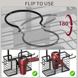 YIGII Hair Dryer Holder,3 in 1 Hair Tools Organizer Blow Dryer Holder Adjustable Height Cabinet Door/Wall Mounted Bathroom Organizer and Storage for Hair Dryer,Flat Irons,Curing Wands.