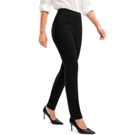 Rammus Womens High Waist Dress Pants with Pockets Business Casual Work Pants for Women Stretchy Skinny Slacks for Office black/27 L