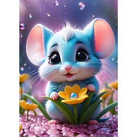 AIRDEA 5D Cute Little Mouse Diamond Painting Adults, DIY Diamond Painting Pictures Adults, Diamond Painting Craft Set by Numbers Home Decor Gift 30 x 40 cm