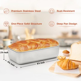 Onader 5 Pack Loaf Pans for Baking Bread, 9 x 5 Inch Stainless Steel Deep Meatloaf Pan Set