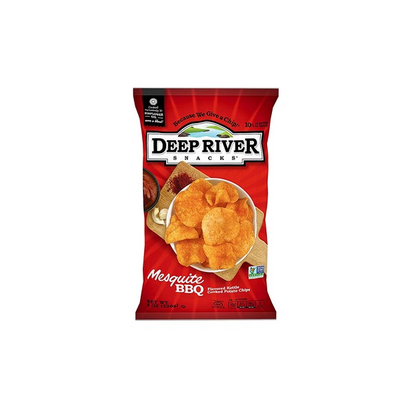 Deep River Snacks Mesquite BBQ Kettle Cooked Potato Chips, 8-Ounce (Pack of 12)