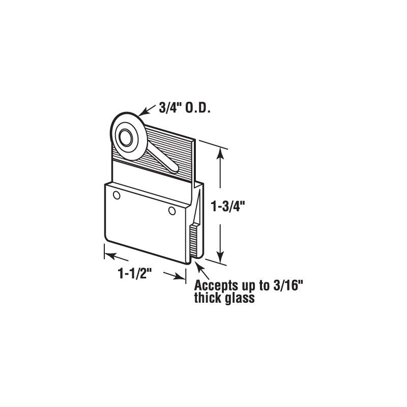 3/4" Sliding Shower Door Roller and Bracket - Package