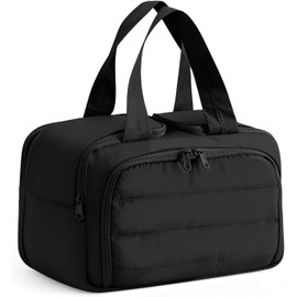 Neceser de Viaje para Mujer, Gran Capacidad, Impermeable (Negro) con Compartimentos Separados, Bolsa de Aseo de Viaje, Nailon, Organizador de Cosméticos para Accesorios Artículos Aseo