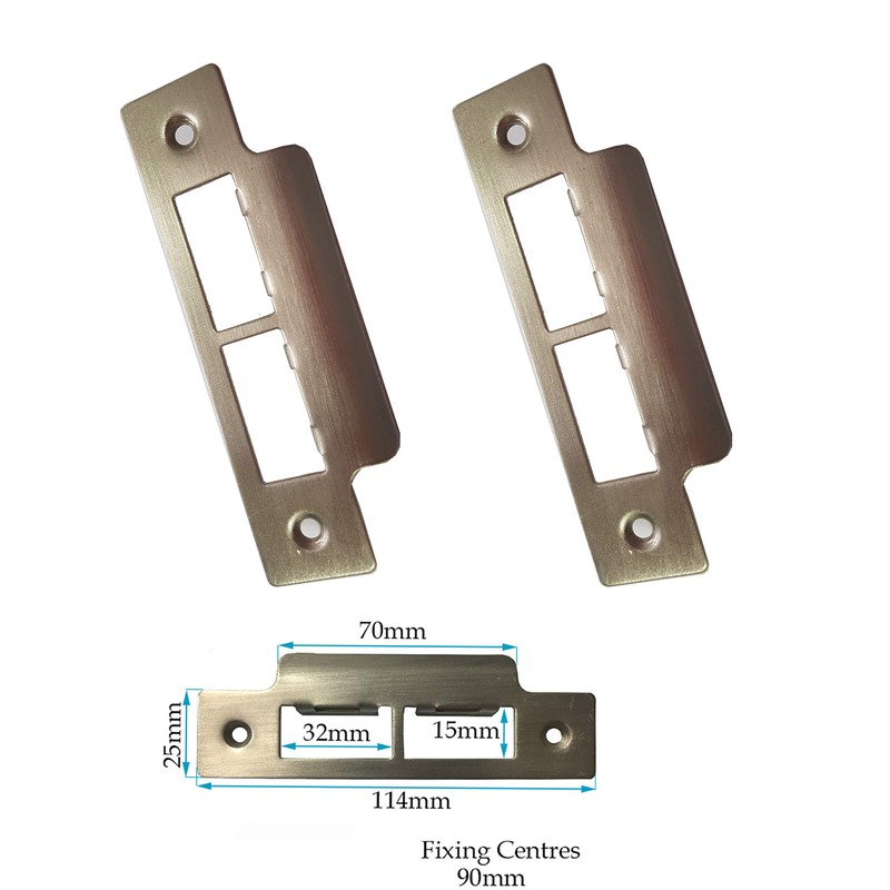 Long Strike Plates for Mortice Locks - Satin Stainless Steel