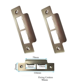 Long Strike Plates for Mortice Locks - Satin Stainless Steel x 1