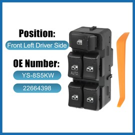 A ABSOPRO Front Left Driver Side Power Window Master Control Switch YS-8S5KW 22664398 Replacement for Saturn Ion 2003-2007 Item Replacement