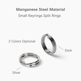 WIICOYK Key Rings Split Rings 30 Pieces, Manganese Steel 8mm Small Keyrings, Jump Rings for Necklace, Keys, Jewelry Attachment (Silver)