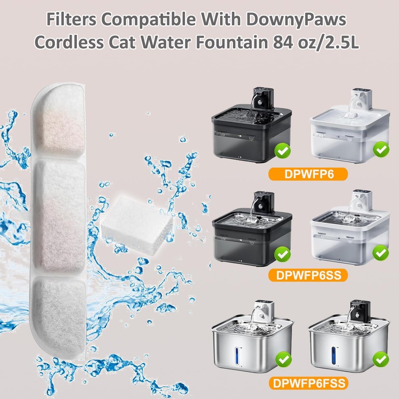 12 Packs Replacement Filters Compatible with Fursink Pet Water Fountain,