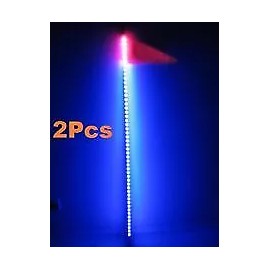DW 2Pcs 6 Feet Quick Release ATV UTV LED Light Whip with Flag - Blue color
