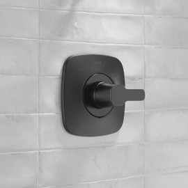 Delta Faucet Modern Matte Black Shower Valve Trim Kit for Black Shower Faucets, Delta Shower Handle Replacement, Shower Faucet Handle, Matte Black T140339-BL-PP (Valve Not Included)