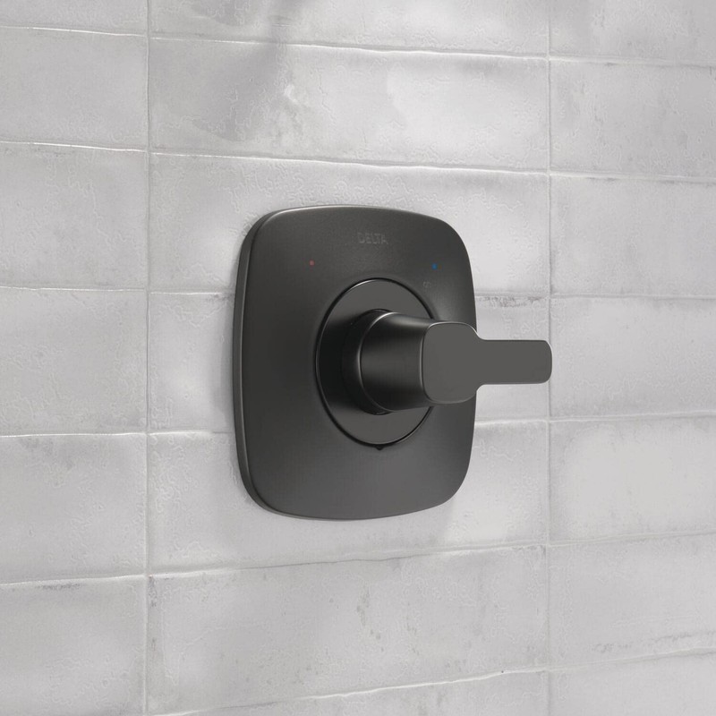 Delta Faucet Modern Matte Black Shower Valve Trim Kit for