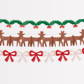 Meri Meri Tissue Paper Classic Christmas Garlands (Pack of 3), 6.5' Strand Including Excess Cord, 3 Unique Strands, Tissue Paper Garlands, Reusable Hanging Christmas Decorations