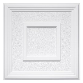 STICKGOO PVC Ceiling Tiles, 2'x2' Glue Up Ceiling Panel Popcorn Textured White to Prevent Breakage Cover 48 Sq. Ft, Pack of 12 Tiles