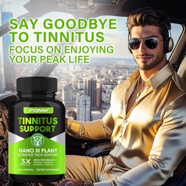 Tinnitus Relief for Ringing Ears, 120 Capsules(60-Day Supply), Tinnitus Relief Supplement, Effective Reduce Ear Ringing & Noise, Helps Ease Ear Discomfort, Non-GMO, Gluten-Free, Enjoy The Quiet
