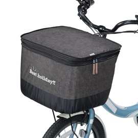 Kawadomi Seisakusho Bicycle 2-Tier Denim Front Basket Cover (Thick Type) KW-555CG Charcoal Gray