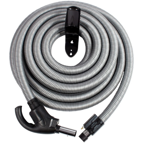 Cen-Tec Systems 97217 Central Vacuum Direct Connect Electric Flush Handle and Hanger, Silver, 35 Ft. DC Hose