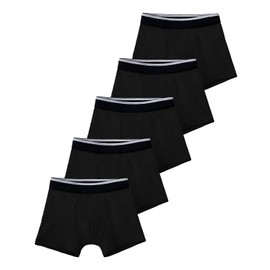 TIICHOO Boys Incontinence Underwear Cotton Washable Leakproof Boxer Briefs 5 Pack(X-Large, 5 Black)