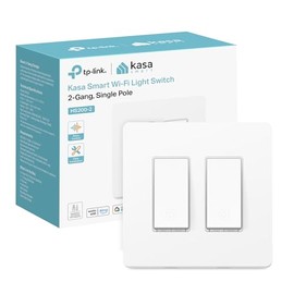 Kasa Smart Switch HS200-2 de 2 bandas, un solo polo, requiere cable neutro, interruptor de luz Wi-Fi de 2.4 GHz, funciona con Alexa y Google Home, certificado UL, no requiere concentrador, blanco