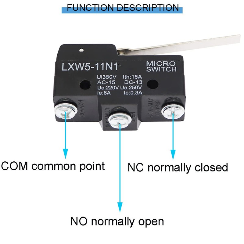 DKARDU 6 pcs LXW5-11N1 Micro Limit Switch 1NO+1NC Long Hinge