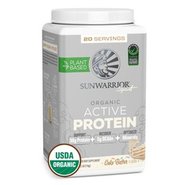 Sunwarrior Sunwarrior Vegan Protein Powder USDA Organic Protein Powder Blend| Plant-Based BCAA Sugar Free Gluten Free Non-GMO Dairy Free | Cake Batter Flavored 20 Servings | Sport Organic Active Protein