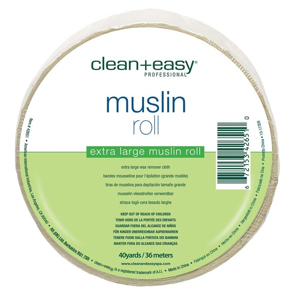 Clean + Easy Muslin Waxing Roll for Hair Removal, 3.5 inches x 40 yards