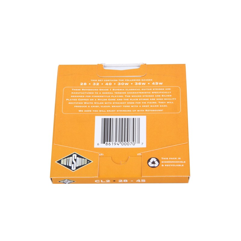 Rotosound Superia Classical Nylon Regular End Silver Wound Set