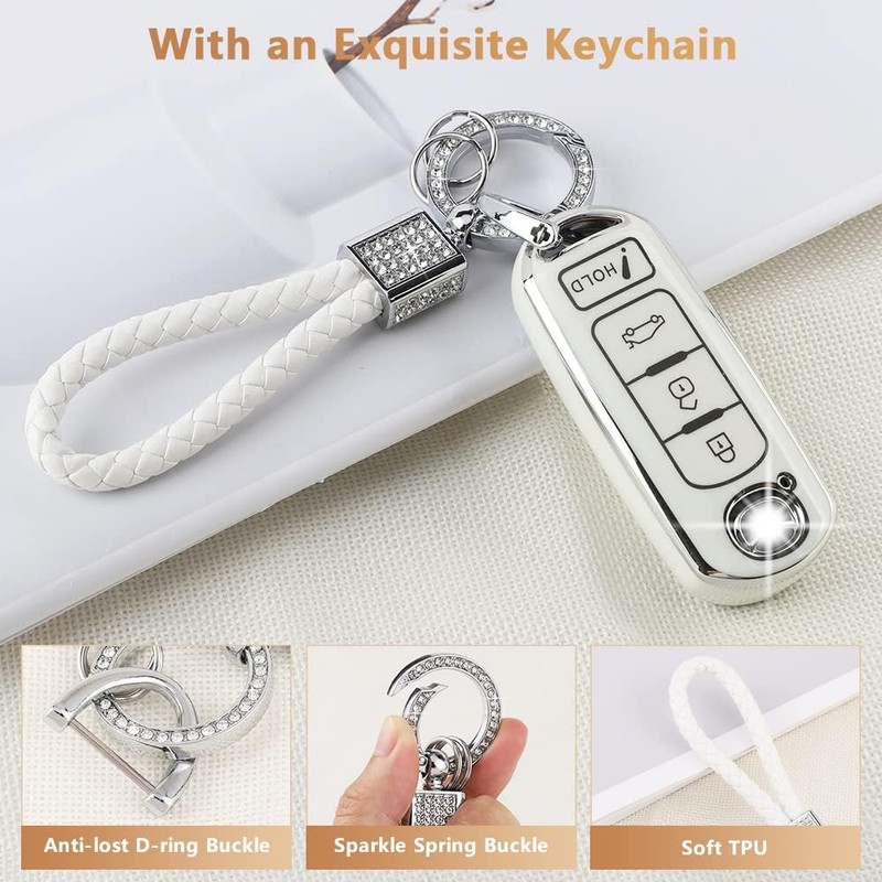 PIFOOG TPU Key Fob Cover with Bling Key Chain Keyless