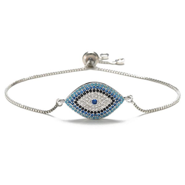 NEWBUY Trendy Gold Plated Turkish Evil Eye Bracelet Pave CZ