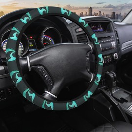 Sisrow Turquoise Mermaid Car Steering Wheel Cover - Universal 15 Inch for Trucks, Auto, Vans