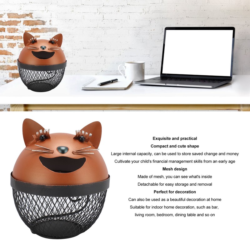 Metal Cat Piggy Bank Innovative Cute Cartoon Fun Cat Shaped